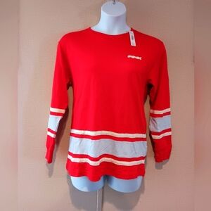 Pink Red Long Sleeve Shirt with Stripes New